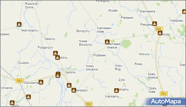 mapa Podławki, Podławki na mapie Targeo