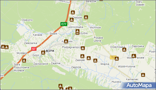 mapa Podłazie gmina Łączna, Podłazie gmina Łączna na mapie Targeo