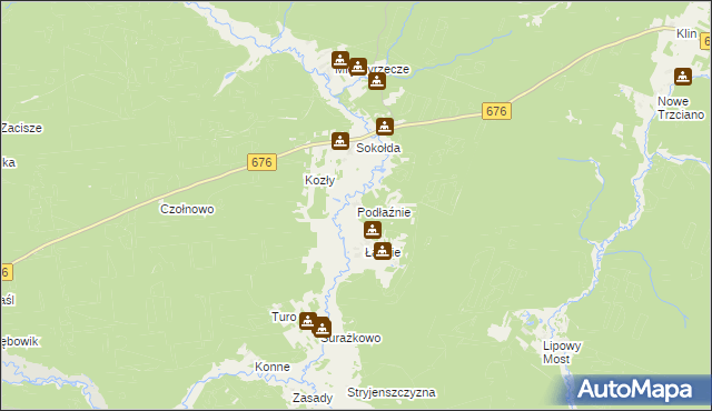 mapa Podłaźnie, Podłaźnie na mapie Targeo