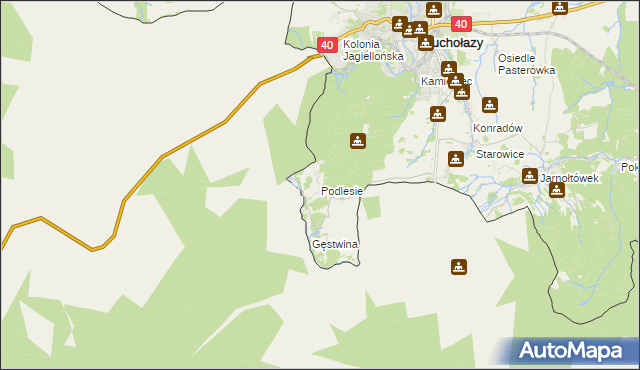 mapa Podlesie gmina Głuchołazy, Podlesie gmina Głuchołazy na mapie Targeo