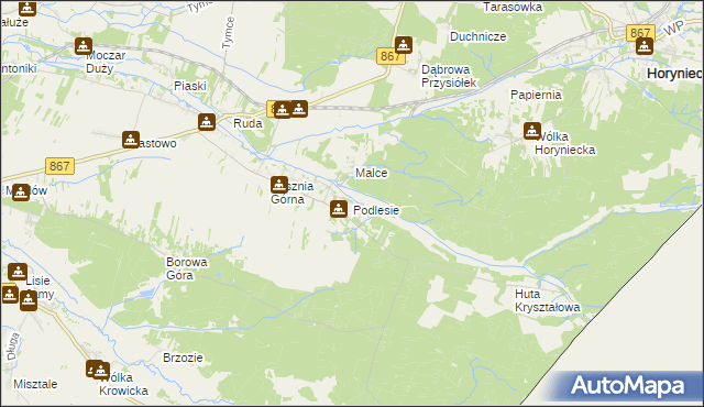 mapa Podlesie gmina Lubaczów, Podlesie gmina Lubaczów na mapie Targeo