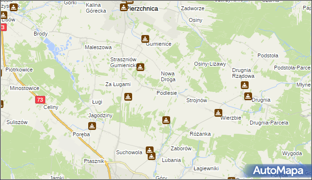 mapa Podlesie gmina Pierzchnica, Podlesie gmina Pierzchnica na mapie Targeo