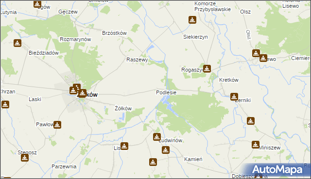 mapa Podlesie gmina Żerków, Podlesie gmina Żerków na mapie Targeo