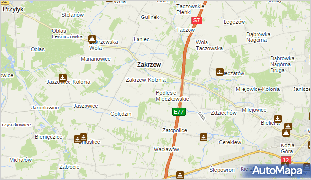 mapa Podlesie Mleczkowskie, Podlesie Mleczkowskie na mapie Targeo