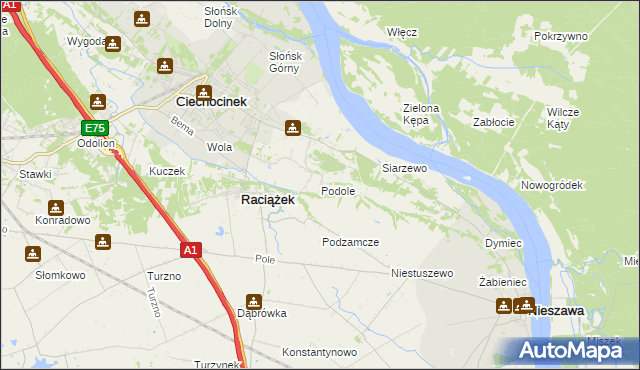 mapa Podole gmina Raciążek, Podole gmina Raciążek na mapie Targeo