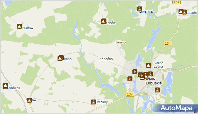 mapa Podośno, Podośno na mapie Targeo