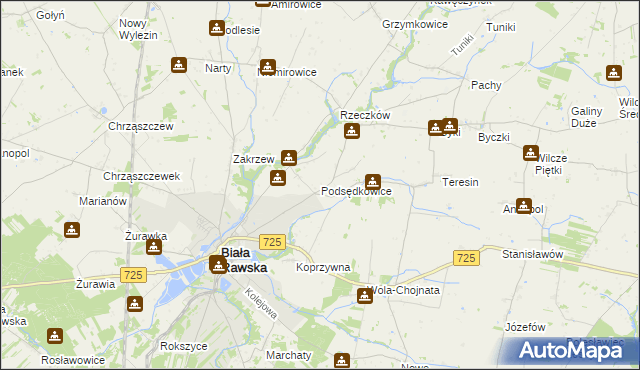 mapa Podsędkowice, Podsędkowice na mapie Targeo