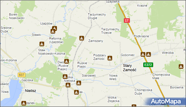 mapa Podstary Zamość, Podstary Zamość na mapie Targeo