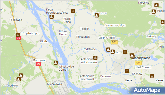 mapa Podstolice gmina Maciejowice, Podstolice gmina Maciejowice na mapie Targeo