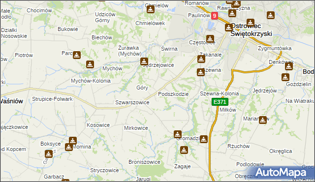 mapa Podszkodzie, Podszkodzie na mapie Targeo