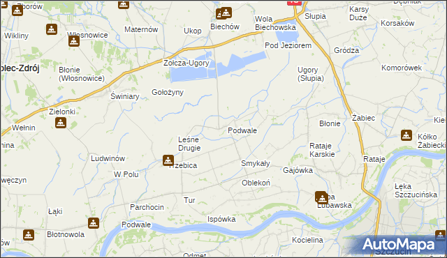 mapa Podwale gmina Pacanów, Podwale gmina Pacanów na mapie Targeo