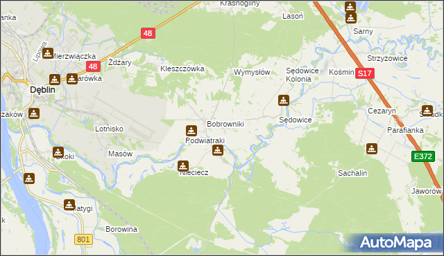 mapa Podwierzbie gmina Ryki, Podwierzbie gmina Ryki na mapie Targeo