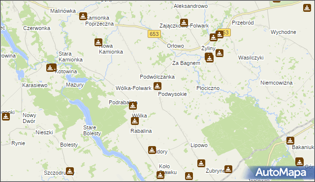 mapa Podwysokie gmina Raczki, Podwysokie gmina Raczki na mapie Targeo