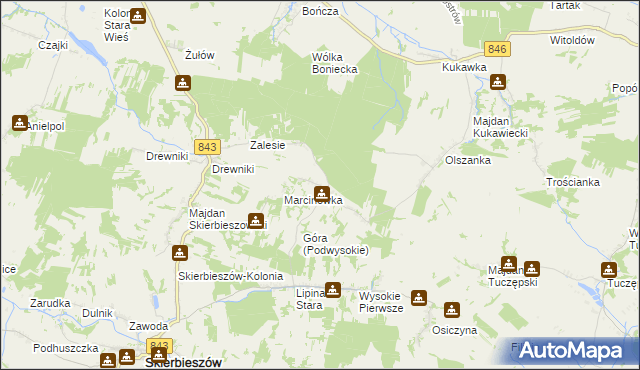 mapa Podwysokie gmina Skierbieszów, Podwysokie gmina Skierbieszów na mapie Targeo