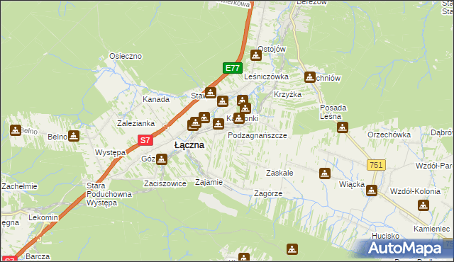 mapa Podzagnańszcze, Podzagnańszcze na mapie Targeo