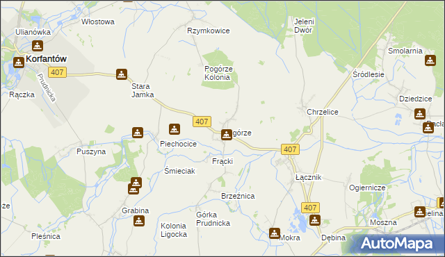 mapa Pogórze gmina Biała, Pogórze gmina Biała na mapie Targeo