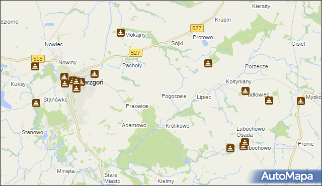 mapa Pogorzele gmina Stary Dzierzgoń, Pogorzele gmina Stary Dzierzgoń na mapie Targeo