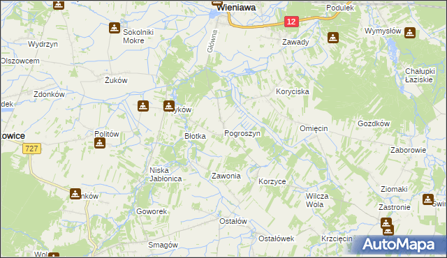 mapa Pogroszyn, Pogroszyn na mapie Targeo