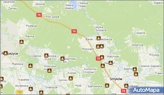 mapa Pokoradz, Pokoradz na mapie Targeo