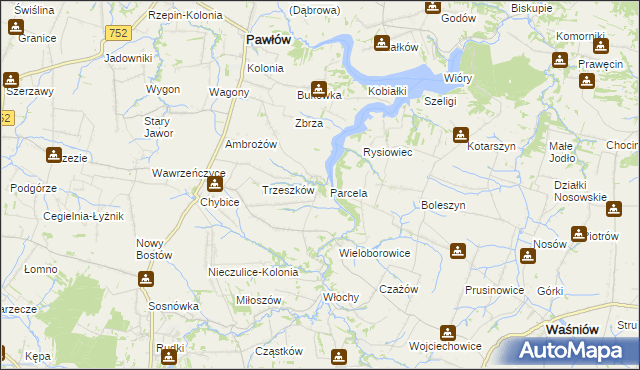 mapa Pokrzywnica gmina Pawłów, Pokrzywnica gmina Pawłów na mapie Targeo