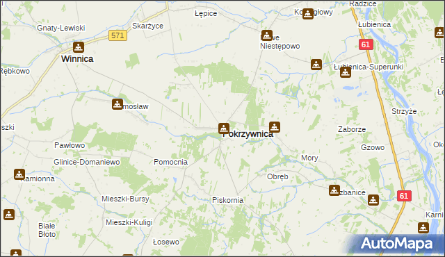 mapa Pokrzywnica powiat pułtuski, Pokrzywnica powiat pułtuski na mapie Targeo