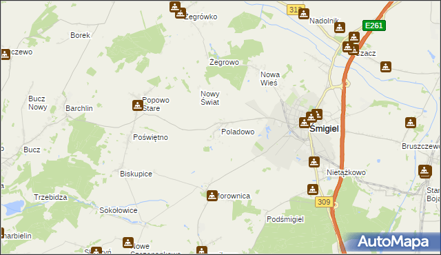 mapa Poladowo, Poladowo na mapie Targeo