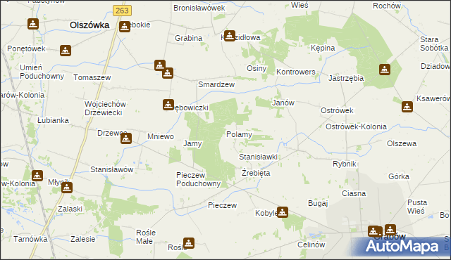 mapa Polamy, Polamy na mapie Targeo