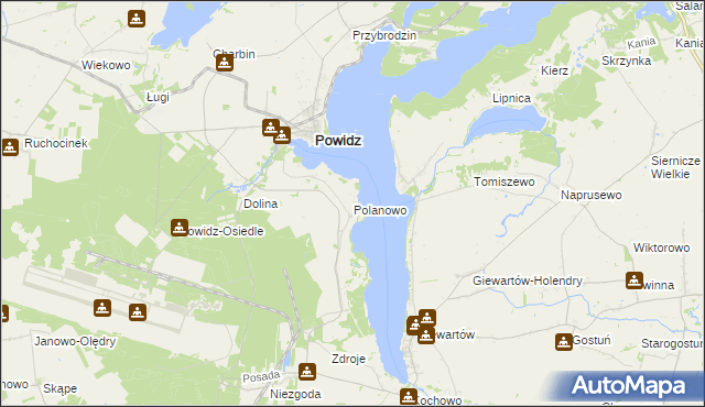 mapa Polanowo gmina Powidz, Polanowo gmina Powidz na mapie Targeo