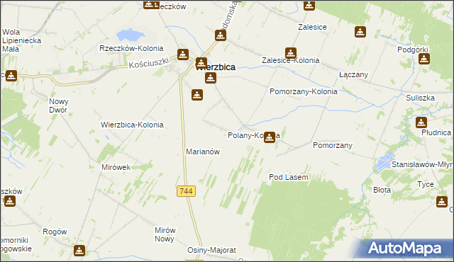 mapa Polany-Kolonia, Polany-Kolonia na mapie Targeo