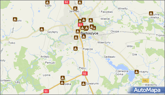 mapa Połęcze, Połęcze na mapie Targeo