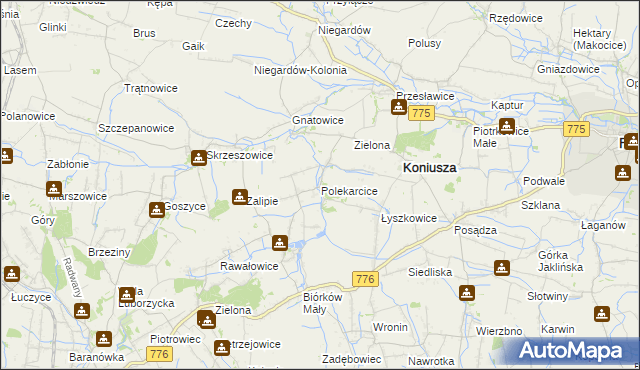 mapa Polekarcice, Polekarcice na mapie Targeo