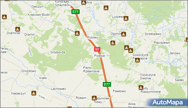 mapa Polesie gmina Baboszewo, Polesie gmina Baboszewo na mapie Targeo