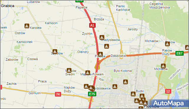 mapa Polesie gmina Grabica, Polesie gmina Grabica na mapie Targeo