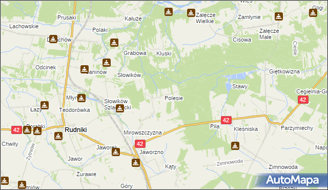 mapa Polesie gmina Rudniki, Polesie gmina Rudniki na mapie Targeo