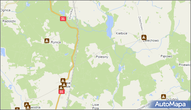 mapa Polesiny, Polesiny na mapie Targeo