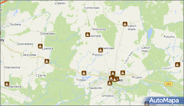 mapa Policko gmina Resko, Policko gmina Resko na mapie Targeo