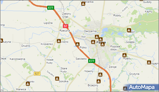 mapa Pólko gmina Pasłęk, Pólko gmina Pasłęk na mapie Targeo