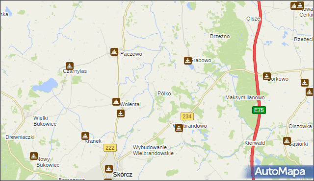 mapa Pólko gmina Skórcz, Pólko gmina Skórcz na mapie Targeo