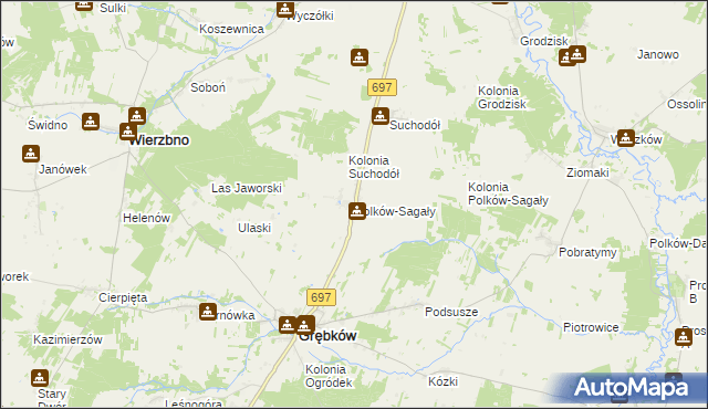 mapa Polków-Sagały, Polków-Sagały na mapie Targeo