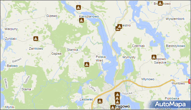 mapa Polska Wieś gmina Mrągowo, Polska Wieś gmina Mrągowo na mapie Targeo