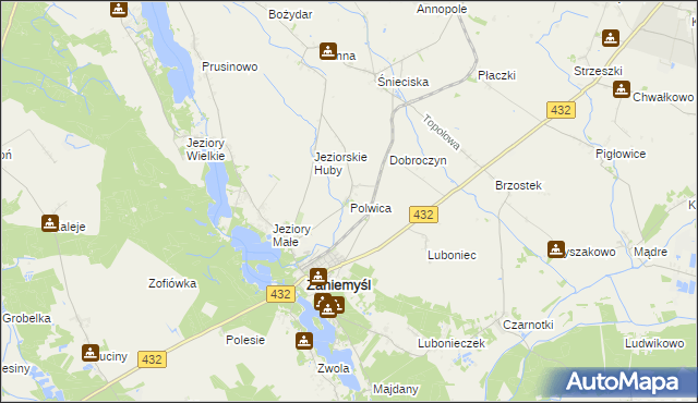 mapa Polwica gmina Zaniemyśl, Polwica gmina Zaniemyśl na mapie Targeo