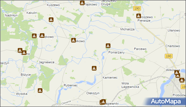 mapa Pomarzanki gmina Skoki, Pomarzanki gmina Skoki na mapie Targeo
