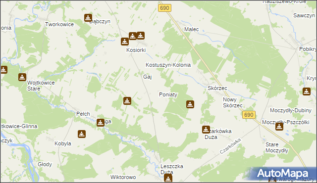 mapa Poniaty, Poniaty na mapie Targeo