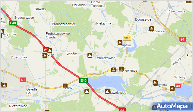 mapa Poniszowice, Poniszowice na mapie Targeo