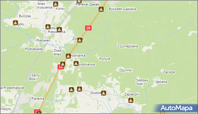 mapa Ponure, Ponure na mapie Targeo