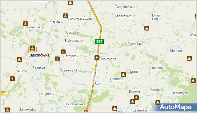 mapa Popiołówka, Popiołówka na mapie Targeo