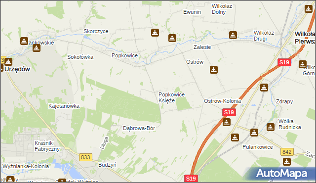 mapa Popkowice Księże, Popkowice Księże na mapie Targeo