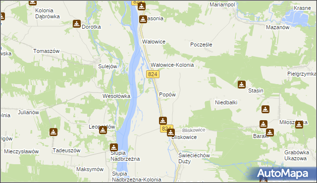 mapa Popów gmina Annopol, Popów gmina Annopol na mapie Targeo