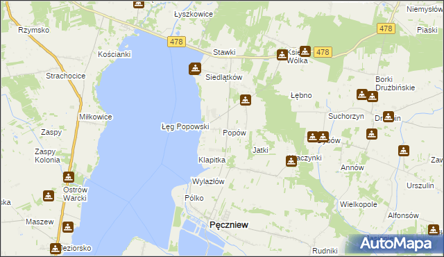 mapa Popów gmina Pęczniew, Popów gmina Pęczniew na mapie Targeo