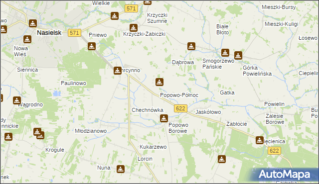 mapa Popowo-Północ, Popowo-Północ na mapie Targeo